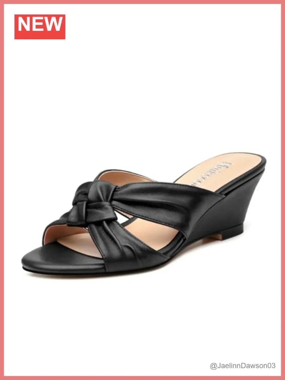 Womens Wedge Sandals Open Toe 2 Inch Heel Slip On Casual Faux Leather